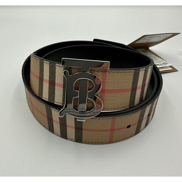Burberry Men’s TB Monogram Motif Vintage Check Reversible Belt 85cm - Picture 3 of 9
